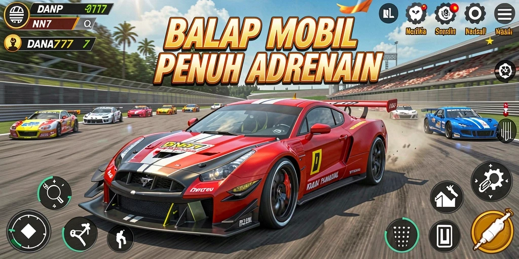 Screenshot DANA777 menampilkan momen balapan yang menegangkan.