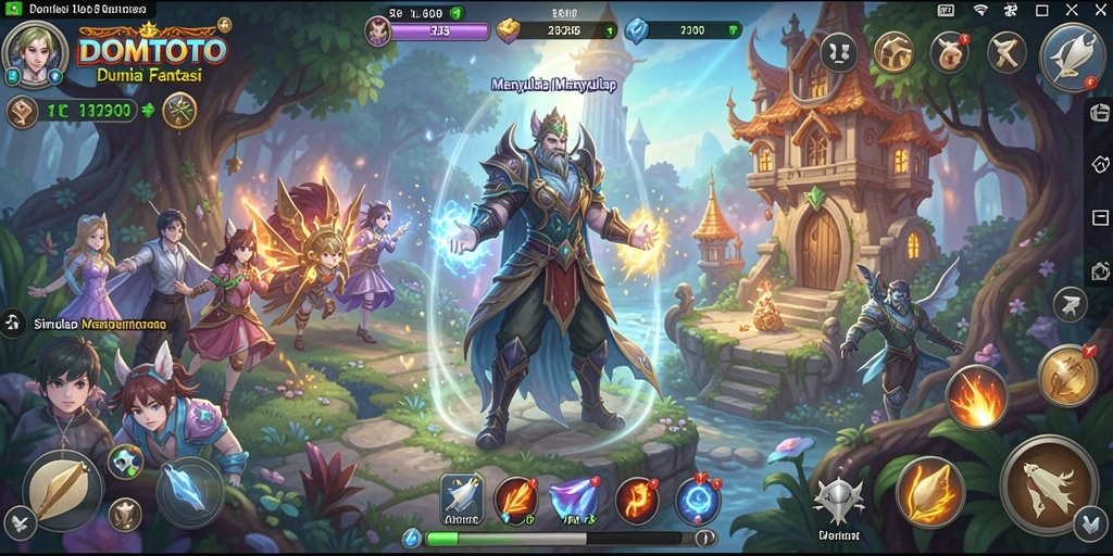 Screenshot gameplay <strong>DOMTOTO</strong> dengan dunia yang indah dan interaksi yang menyenangkan.