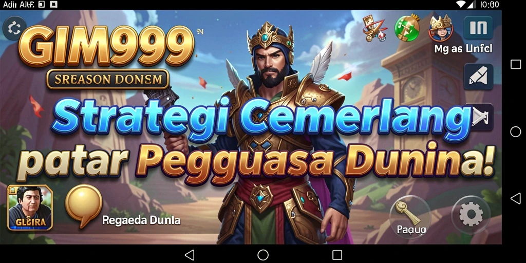 Screenshot utama GIM999 menampilkan aksi pertempuran strategi yang intens.