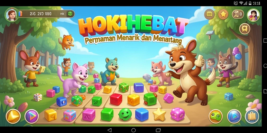 Tampilan gameplay HOKIHEBAT dengan berbagai teka-teki menarik.