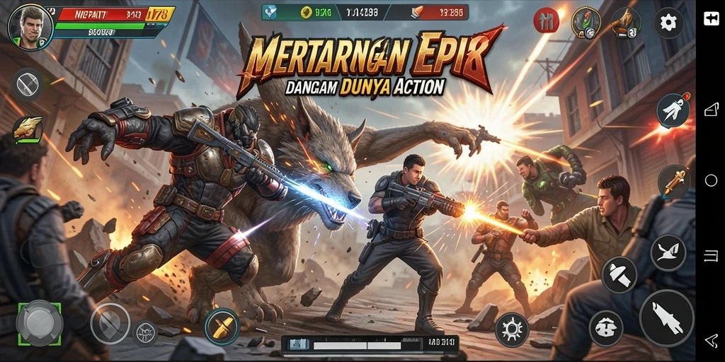 Tampilan gameplay seru dengan aksi bertempur yang intens.
