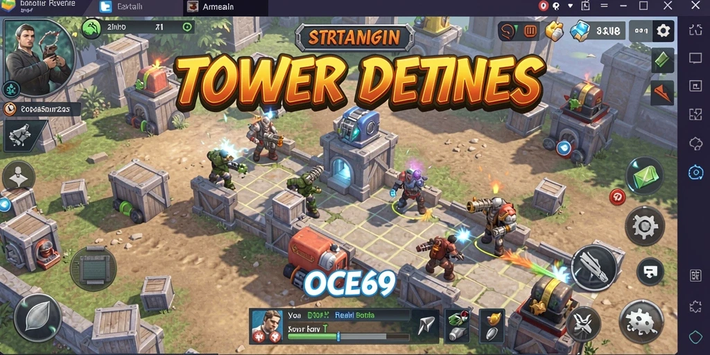 Tangkapan layar OCE69 menampilkan aksi seru dalam permainan Tower Defense.