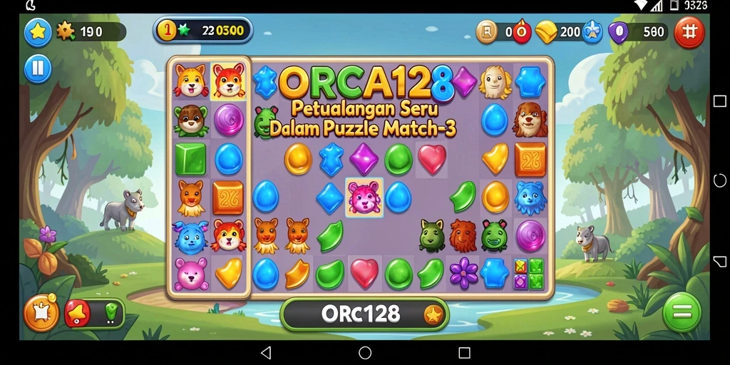 Tampilan gameplay seru dalam pertandingan Match-3 yang menantang.