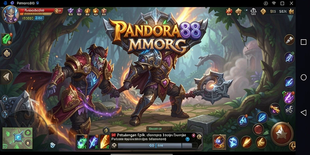 Gambar gameplay PANDORA88 menampilkan pertarungan epik dalam dunia fantasi.