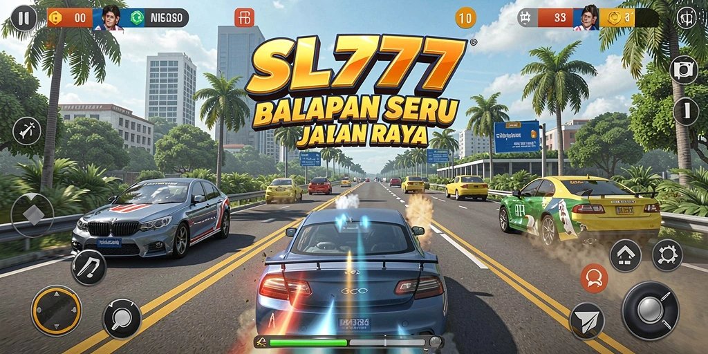 Tampilan menegangkan dari gameplay balapan di SL777.