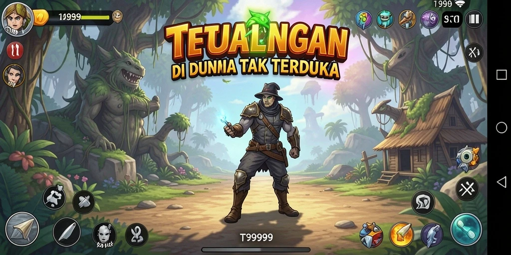 Screenshot gameplay T9999 yang menunjukkan petualangan seru di dunia fantasi.