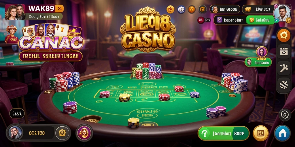 Tangkapan layar gameplay WAK89 yang menampilkan dealer langsung dan suasana kasino.