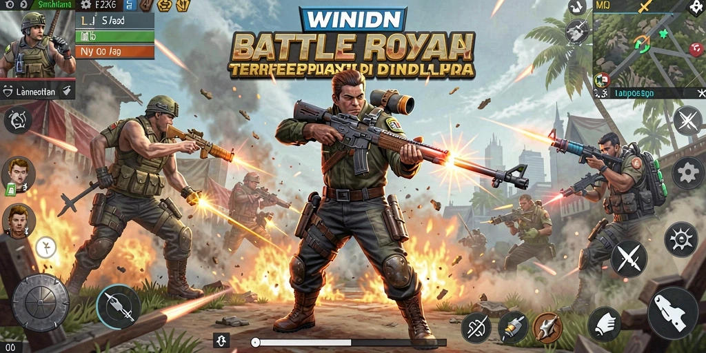 Screenshot gameplay <strong>WINIDN</strong> yang menampilkan aksi seru di arena Battle Royale.