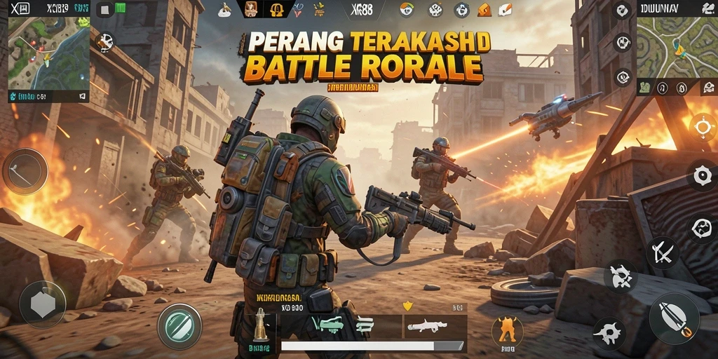 Tampilan gameplay menegangkan XR88 dalam pertempuran Battle Royale.